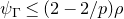 psi Subscript normal upper Gamma Baseline less than or equals left parenthesis 2 minus 2 divided by p right parenthesis rho