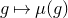 g right arrow from bar mu left parenthesis g right parenthesis