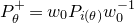 upper P Subscript theta Superscript plus Baseline equals w 0 upper P Subscript normal i left parenthesis theta right parenthesis Baseline w 0 Superscript negative 1