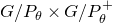 upper G divided by upper P Subscript theta times upper G divided by upper P Subscript theta Superscript plus
