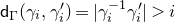 sans serif d Subscript normal upper Gamma Baseline left parenthesis gamma Subscript i Baseline comma gamma Subscript i Superscript prime Baseline right parenthesis equals StartAbsoluteValue gamma Subscript i Superscript negative 1 Baseline gamma Subscript i Superscript prime Baseline EndAbsoluteValue greater than i