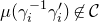 mu left parenthesis gamma Subscript i Superscript negative 1 Baseline gamma prime Subscript i right parenthesis not an element of script upper C