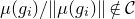 mu left parenthesis g Subscript i Baseline right parenthesis divided by StartMetric mu left parenthesis g Subscript i Baseline right parenthesis EndMetric not an element of script upper C