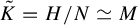 upper K overtilde equals upper H divided by upper N asymptotically equals upper M