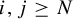 i comma j greater than or equals upper N