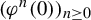 left parenthesis phi Superscript n Baseline left parenthesis 0 right parenthesis right parenthesis Subscript n greater than or equals 0