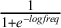 StartFraction 1 Over 1 plus e Superscript minus l o g f r e q Baseline EndFraction