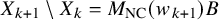 upper X Subscript k plus 1 Baseline minus upper X Subscript k Baseline equals upper M Subscript upper N upper C Baseline left parenthesis w Subscript k plus 1 Baseline right parenthesis upper B