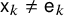 sans serif x Subscript k Baseline not equals sans serif e Subscript k