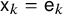 sans serif x Subscript k Baseline equals sans serif e Subscript k