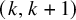 left parenthesis k comma k plus 1 right parenthesis