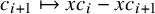 c Subscript i plus 1 Baseline right arrow from bar x c Subscript i Baseline minus x c Subscript i plus 1