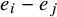 e Subscript i Baseline minus e Subscript j