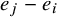 e Subscript j Baseline minus e Subscript i