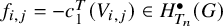 f Subscript i comma j Baseline equals minus c 1 Superscript upper T Baseline left parenthesis upper V Subscript i comma j Baseline right parenthesis element of upper H Subscript upper T Sub Subscript n Superscript bullet Baseline left parenthesis upper G right parenthesis