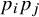 p Subscript i Baseline p Subscript j