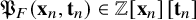 German upper P Subscript upper F Baseline left parenthesis bold x Subscript n Baseline comma bold t Subscript n Baseline right parenthesis element of double struck upper Z left bracket bold x Subscript n Baseline right bracket left bracket bold t Subscript n Baseline right bracket