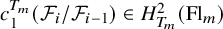 c 1 Superscript upper T Super Subscript m Baseline left parenthesis script upper F Subscript i Baseline divided by script upper F Subscript i minus 1 Baseline right parenthesis element of upper H Subscript upper T Sub Subscript m Superscript 2 Baseline left parenthesis upper F l Subscript m Baseline right parenthesis