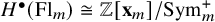upper H Superscript bullet Baseline left parenthesis upper F l Subscript m Baseline right parenthesis approximately equals double struck upper Z left bracket bold x Subscript m Baseline right bracket divided by upper S y m Subscript m Superscript plus