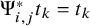normal upper Psi Subscript i comma j Superscript asterisk Baseline t Subscript k Baseline equals t Subscript k