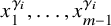 x 1 Superscript gamma Super Subscript i Superscript Baseline comma ellipsis comma x Subscript m minus 1 Superscript gamma Super Subscript i Superscript