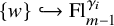 StartSet w EndSet right arrow with hook upper F l Subscript m minus 1 Superscript gamma Super Subscript i