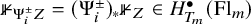 double struck 1 Subscript normal upper Psi Sub Subscript i Sub Superscript plus or minus Subscript upper Z Baseline equals left parenthesis normal upper Psi Subscript i Superscript plus or minus Baseline right parenthesis Subscript asterisk Baseline double struck 1 Subscript upper Z Baseline element of upper H Subscript upper T Sub Subscript m Superscript bullet Baseline left parenthesis upper F l Subscript m Baseline right parenthesis