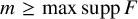 m greater than or equals max supp upper F