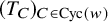 left parenthesis upper T Subscript upper C Baseline right parenthesis Subscript upper C element of upper C y c left parenthesis w right parenthesis