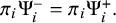 pi Subscript i Baseline normal upper Psi Subscript i Superscript minus Baseline equals pi Subscript i Baseline normal upper Psi Subscript i Superscript plus Baseline period