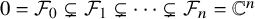 0 equals script upper F 0 subset of or not equals script upper F 1 subset of or not equals midline horizontal ellipsis subset of or not equals script upper F Subscript n Baseline equals double struck upper C Superscript n