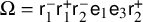 normal upper Omega equals sans serif r 1 Superscript minus Baseline sans serif r 1 Superscript plus Baseline sans serif r 2 Superscript minus Baseline sans serif e 1 sans serif e 3 sans serif r 2 Superscript plus