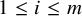 1 less than or equals i less than or equals m