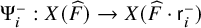 normal upper Psi Subscript i Superscript minus Baseline colon upper X left parenthesis ModifyingAbove upper F With caret right parenthesis right arrow upper X left parenthesis ModifyingAbove upper F With caret dot sans serif r Subscript i Superscript minus Baseline right parenthesis
