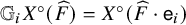 double struck upper G Subscript i Baseline upper X Superscript ring Baseline left parenthesis ModifyingAbove upper F With caret right parenthesis equals upper X Superscript ring Baseline left parenthesis ModifyingAbove upper F With caret dot sans serif e Subscript i Baseline right parenthesis