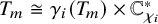 upper T Subscript m Baseline approximately equals gamma Subscript i Baseline left parenthesis upper T Subscript m Baseline right parenthesis times double struck upper C Subscript chi Sub Subscript i Superscript asterisk