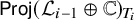 sans serif upper P r o j left parenthesis script upper L Subscript i minus 1 Baseline circled plus double struck upper C right parenthesis Subscript upper T Sub Subscript i