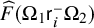 ModifyingAbove upper F With caret left parenthesis normal upper Omega 1 sans serif r Subscript i Superscript minus Baseline normal upper Omega 2 right parenthesis