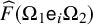 ModifyingAbove upper F With caret left parenthesis normal upper Omega 1 sans serif e Subscript i Baseline normal upper Omega 2 right parenthesis