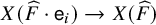upper X left parenthesis ModifyingAbove upper F With caret dot sans serif e Subscript i Baseline right parenthesis right arrow upper X left parenthesis ModifyingAbove upper F With caret right parenthesis