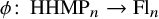 phi colon upper H upper H upper M upper P Subscript n Baseline right arrow upper F l Subscript n Baseline