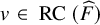 v element of RC left parenthesis ModifyingAbove upper F With caret right parenthesis