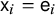 sans serif x Subscript i Baseline equals sans serif e Subscript i