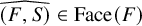 ModifyingAbove left parenthesis upper F comma upper S right parenthesis With caret element of upper F a c e left parenthesis upper F right parenthesis