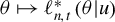 theta right arrow from bar script l Subscript n comma t Superscript asterisk Baseline left parenthesis theta vertical bar u right parenthesis