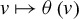 v right arrow from bar theta left parenthesis v right parenthesis