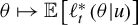theta right arrow from bar double struck upper E left bracket script l Subscript t Superscript asterisk Baseline left parenthesis theta vertical bar u right parenthesis right bracket