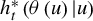 h Subscript t Superscript asterisk Baseline left parenthesis theta left parenthesis u right parenthesis vertical bar u right parenthesis