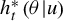 h Subscript t Superscript asterisk Baseline left parenthesis theta vertical bar u right parenthesis