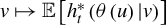 v right arrow from bar double struck upper E left bracket h Subscript t Superscript asterisk Baseline left parenthesis theta left parenthesis u right parenthesis vertical bar v right parenthesis right bracket